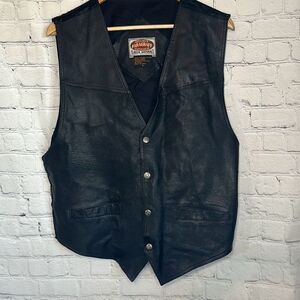 Vintage Paragraff Clothing Co. Mens Leather Vest Snap Closure size Large